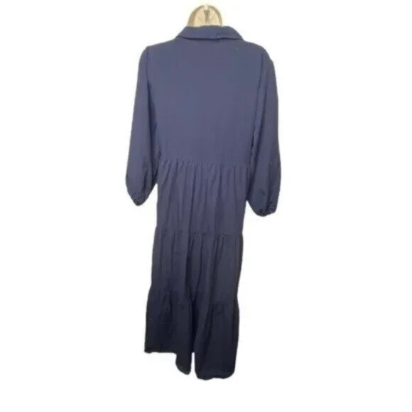 Pomander Place Navy Mabel Tiered Maxi Dress NWT Size L Puff Sleeve - Picture 8 of 11